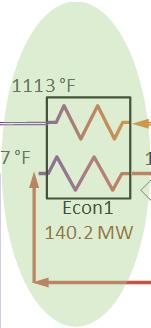 8 9 13 1400 F Econ2 Econ1 SH 15 1205 F Inter Compr. Inter Compr. 66.2 MW 140.2 MW 468.8 MW C1 Cooler Stage 2 Cooler Stage 3 T1 111 F 16 377 F Compr. C3 RH 7 Stage 1 390.