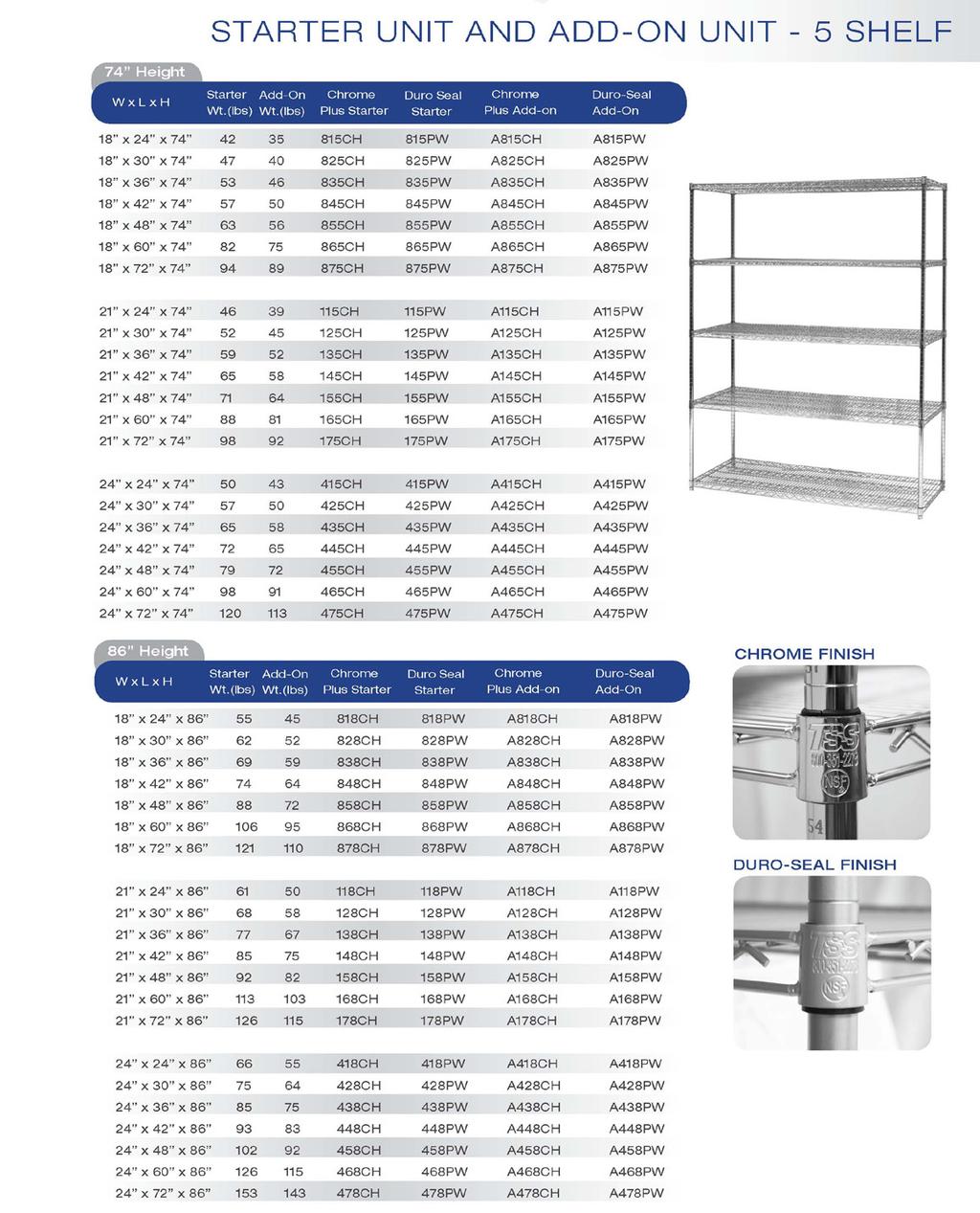 See page 2 for Spacesaver part number