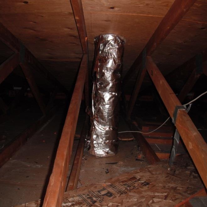the insulation and air barrier must extend from the attic deck to the roof deck and any seams need to