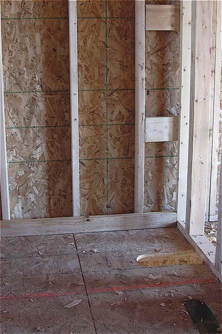 Shower/tub at exterior wall Exterior walls have