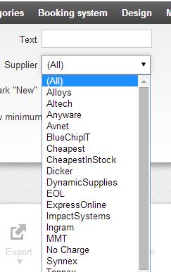 New Advanced Product Search Features Products can be searched for using the Supplier and Manufacturer filter.