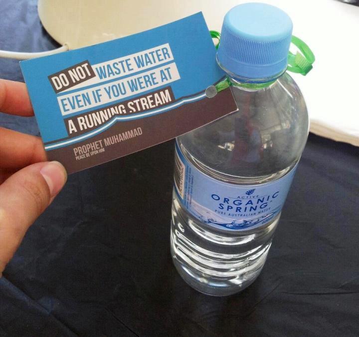 Australian water company, Active Organic Spring quoting Prophet Muhammad s Hadith with each bottle of water.
