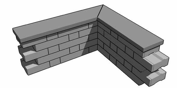 Repeat until desired wall height is achieved. Finish off with two 45 cut coping units.