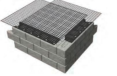 Repeat until desired wall height is achieved. OneStone 31 The geogrid should be placed within 25mm (1") of the face of the block.