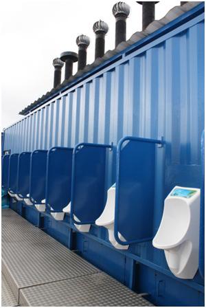 4 ACCESSanitation The MobiSan unit houses 12 waterless men s urinals that are located on the back of the unit (T.