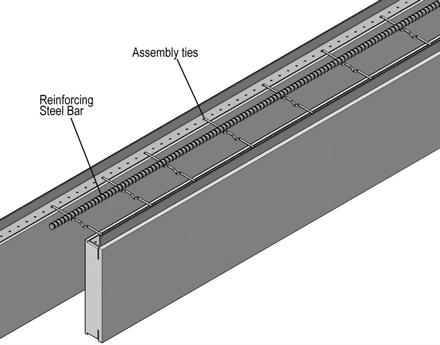 REINFORCING STEEL BAR IN POLYCRETE FORMWORKS Place the horizontal reinforcing steel bars on the notch of