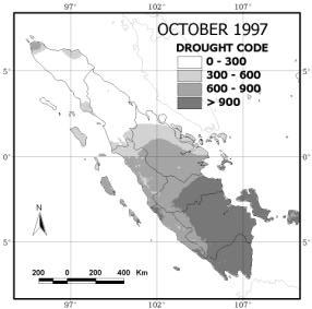 Monthly Drought Code quartiles for Palembang station. Figure 5. Monthly Drought Code quartiles for Telukbetung station.