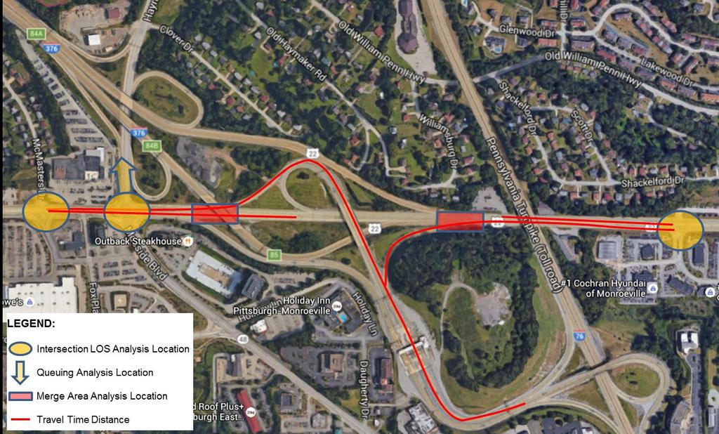 3.2.3 Interchange 57-Pittsburgh/Monroeville Interchange Description of Interchange The Pittsburgh/Monroeville Interchange study area is comprised of a toll plaza with seven exiting toll lanes (six