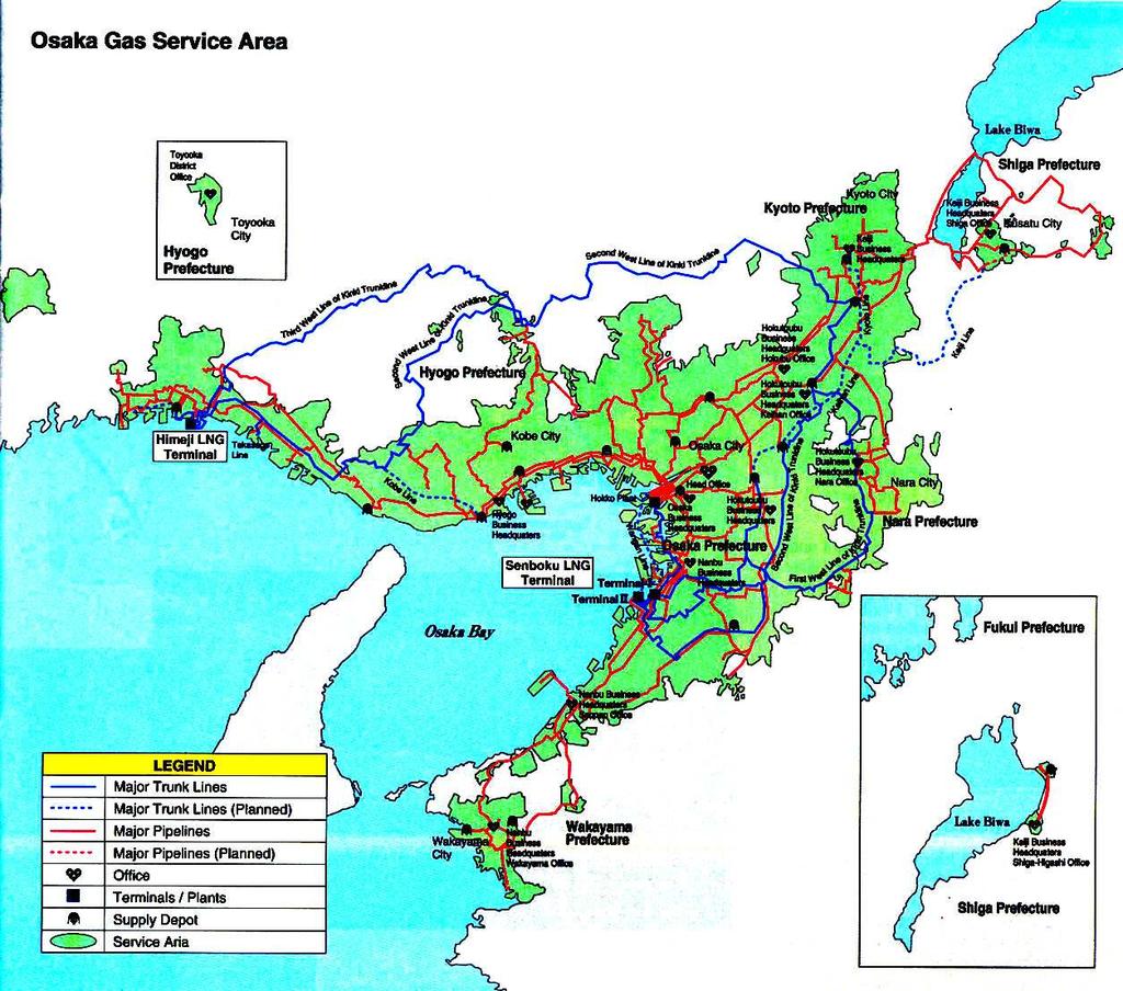 Osaka Gas service territory Himeji LNG
