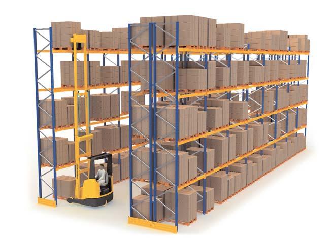The racking is loaded in the same way as single position racking with fork lift trucks or rack servicing cranes.