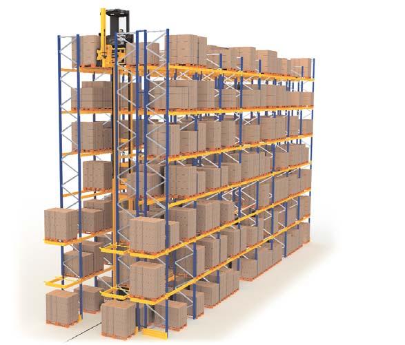 High rack stackers (rail or inductively guided) with automatic height selection or rack servicing cranes (pages 18 and 19) take on stacking and retrieval
