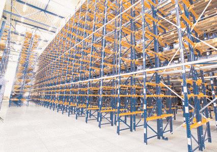 Single position racking. Optimum space utilisation especially for box pallets.