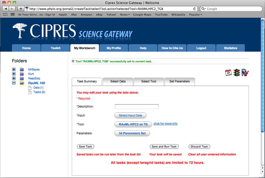 The CIPRES gateway lets biologists run parallel versions of tree inference
