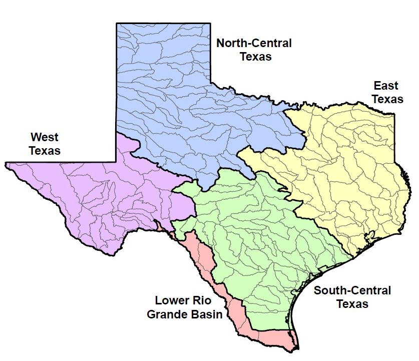 Lower Rio Grande Basin, and South-Central Texas (see Figure 1 below). Their results allowed further hydrologic analysis to recognize which streams will have similar behavior.