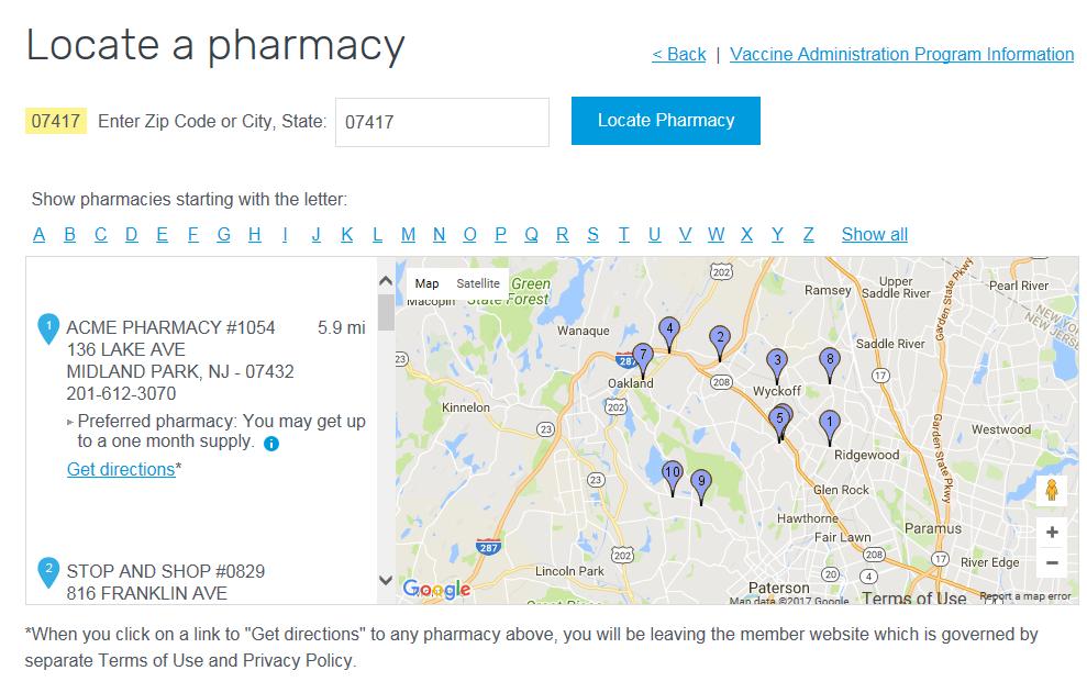 Easy to locate in-network retail pharmacies Search by zip code or city/state Results provide: Nearby in-network pharmacies with