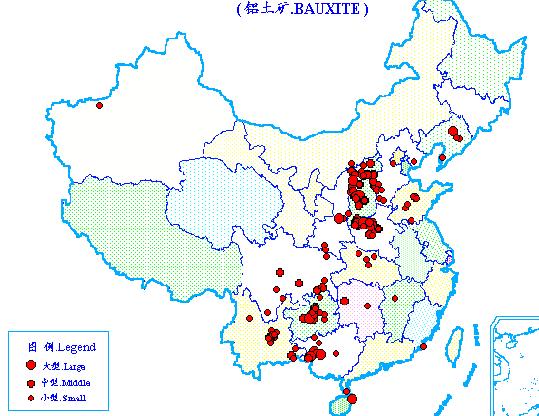 Figure 1 Distribution of bauxite in China Alumina production The Chinese alumina capacity was about 54.49 million ton in 2012, with annual growth being 5.97% and further increased concentration rate.