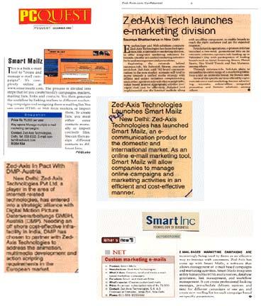 Media Profile Zed-Axis Technologies has been regularly in the news with most of the leading National Dailies.