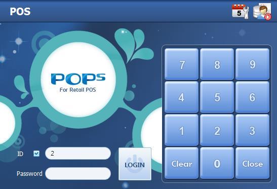 POS Setting POPS RETAIL POS Setting POS Login screen 1. To start Pops Retail, click POPS RETAIL on your desktop. 2. Click the button in the upper righthand corner.