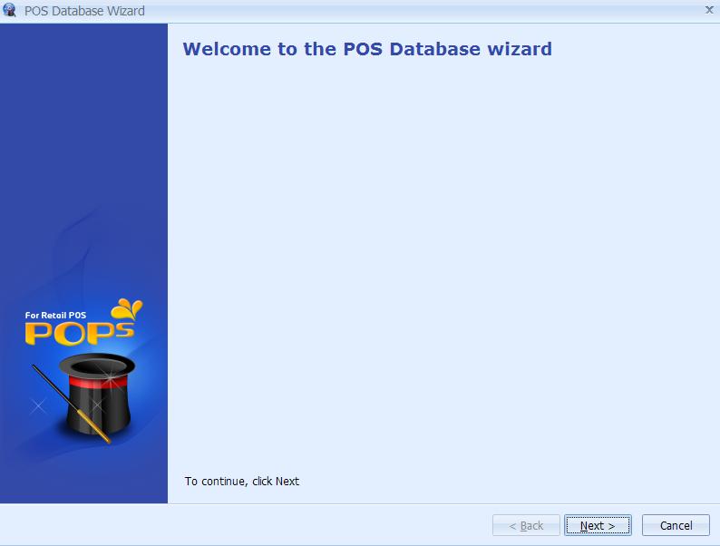 POS Setting POS Database Wizard Click Next on the POS Database Wizard.