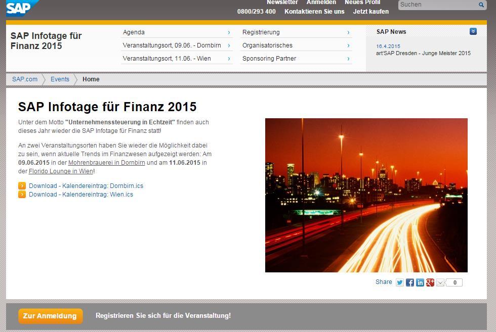 HINWEIS - SAP Infotage für Finanz 2015 http://events.sap.