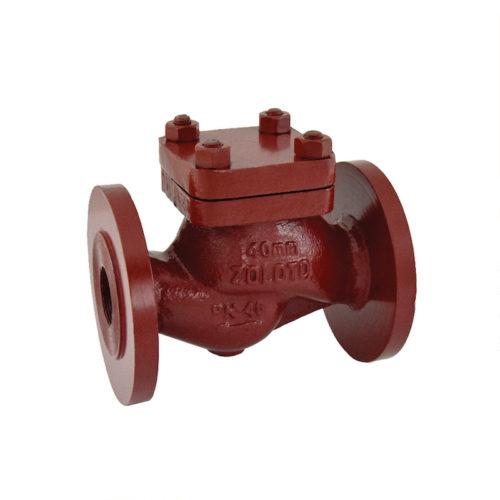 1072 Cast Steel Horizontal Lift Check Valve (Flanged) Flanged Ends to DIN 2545 PN 40. Bolted Cover, Straight Pattern. Renewable 13% Cr. Stainless Steel (S.S 410) working parts.