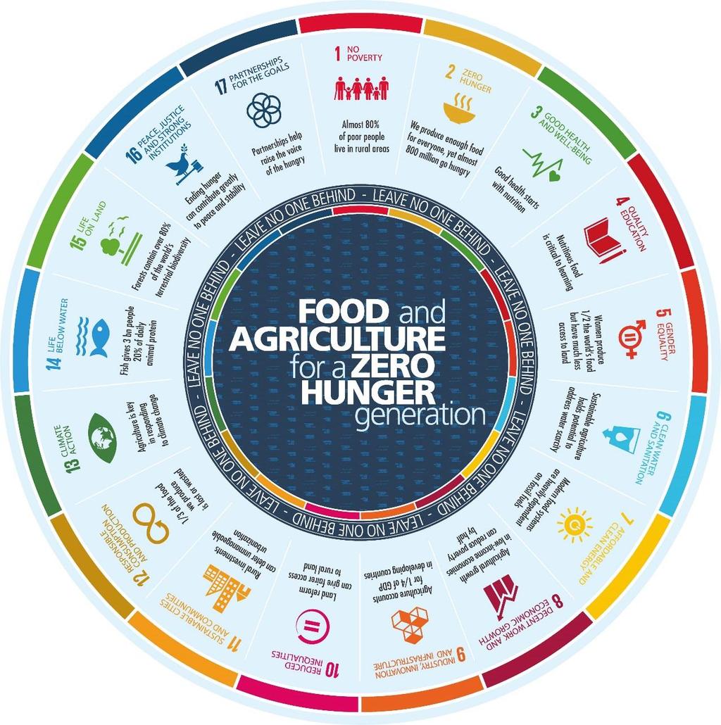 Food and Agriculture matters to most SDGs The 2030 Agenda recognizes that we can no longer look at food production, livelihoods and the management of natural resources separately Rural development