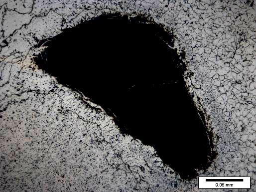 Crack Length (mm) Number of Cracks Figure 4.2.7 Large porosity near the PMZ for the sample welded at 0.2 mm gap 4.2.4 Cracks Weld cracks were observed in laser welded ZE41A-T5 alloy.