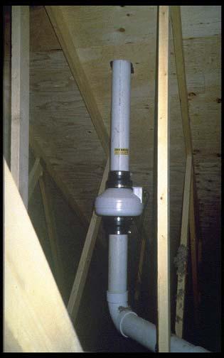 System Depressurization Fan Installed in attic, garage, or outside Must not be installed inside of