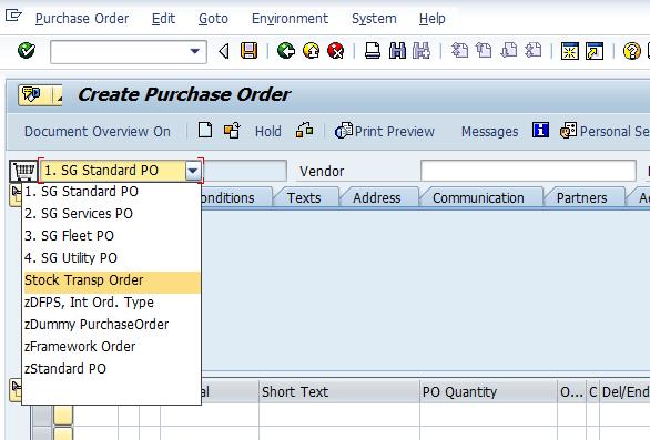 necessary steps for creating a Stock Transport Order to transfer inventory to a Hub or Spoke.