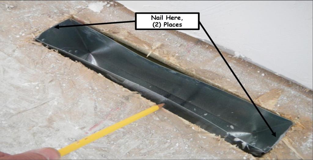 Figure 12-3. Securing In-Floor Heating Ducts 3. Seal gaps between in-floor heating ducts and OSB sub-flooring with a single piece of Weathermate Straight Flashing tape.