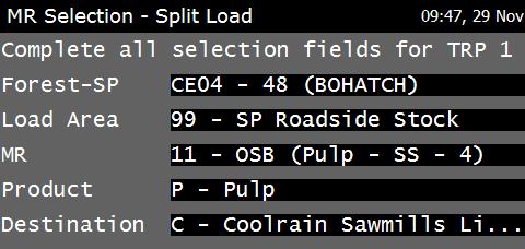5.5 TRP Request Split Load To request a split load job requiring two TRP s, i.e. one job with two separate uplifts requiring different TRP s, select the Request TRP Split Load option from the Send Form menu.
