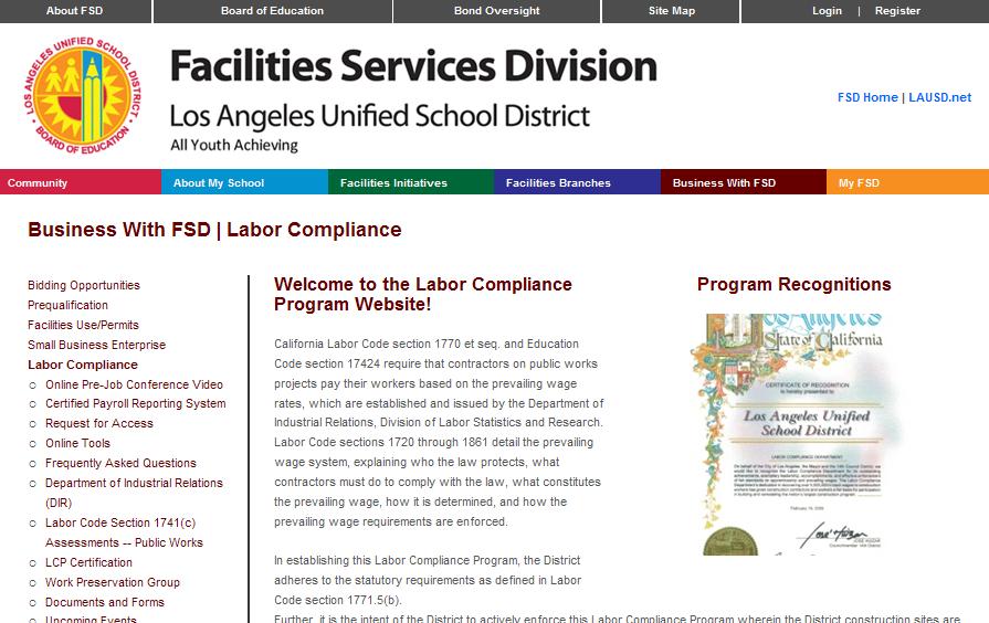 Labor Compliance Department Website Online Pre-Job Conference