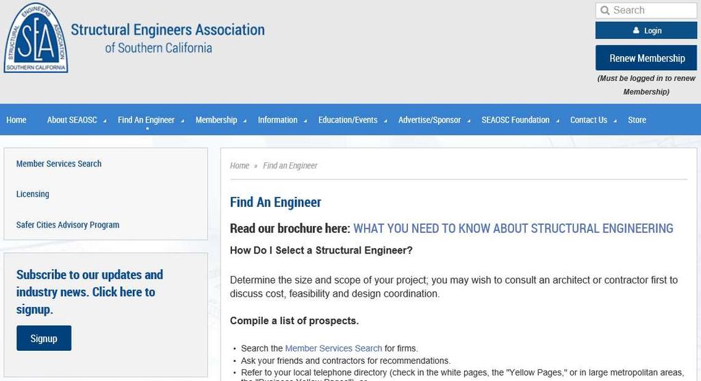 Licensed Professional Engineers FIND AN ENGINEER seaosc.org/find-an-engineer 19 bpelsg.ca.