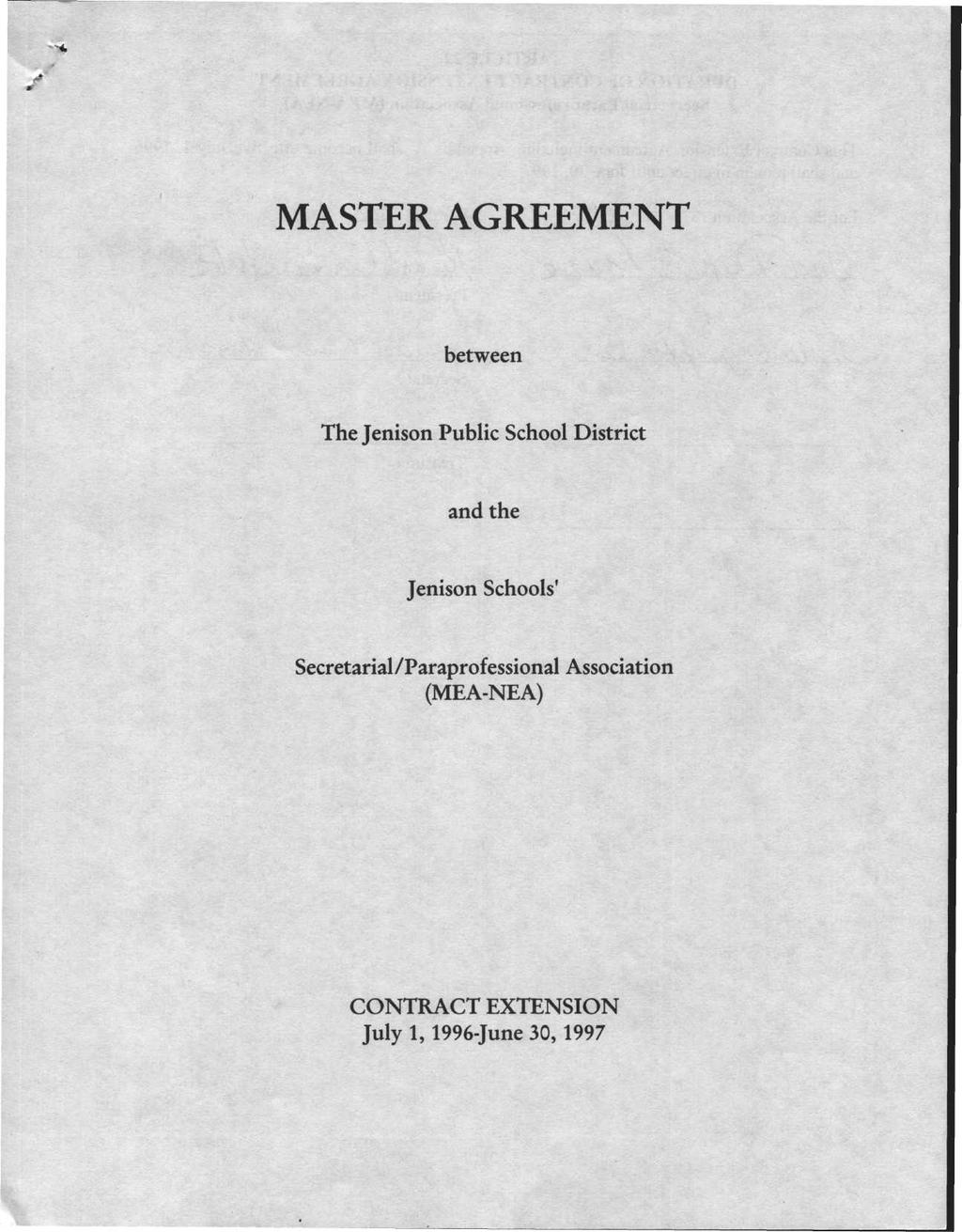 MASTER AGREEMENT between The Jenson Publc School Dstrct and the Jenson Schools'