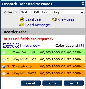 Sent: Date and time Dispatcher sent Job to Vehicle (this may change if the Job is reassigned or resynchronized). Ack d: Date and time Driver read the Job details.