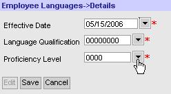 Employee Languages Click the arrow to