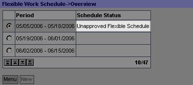 How to Create and Submit a Flex Schedule Request Notice the schedule status says, Unapproved Flexible Schedule.