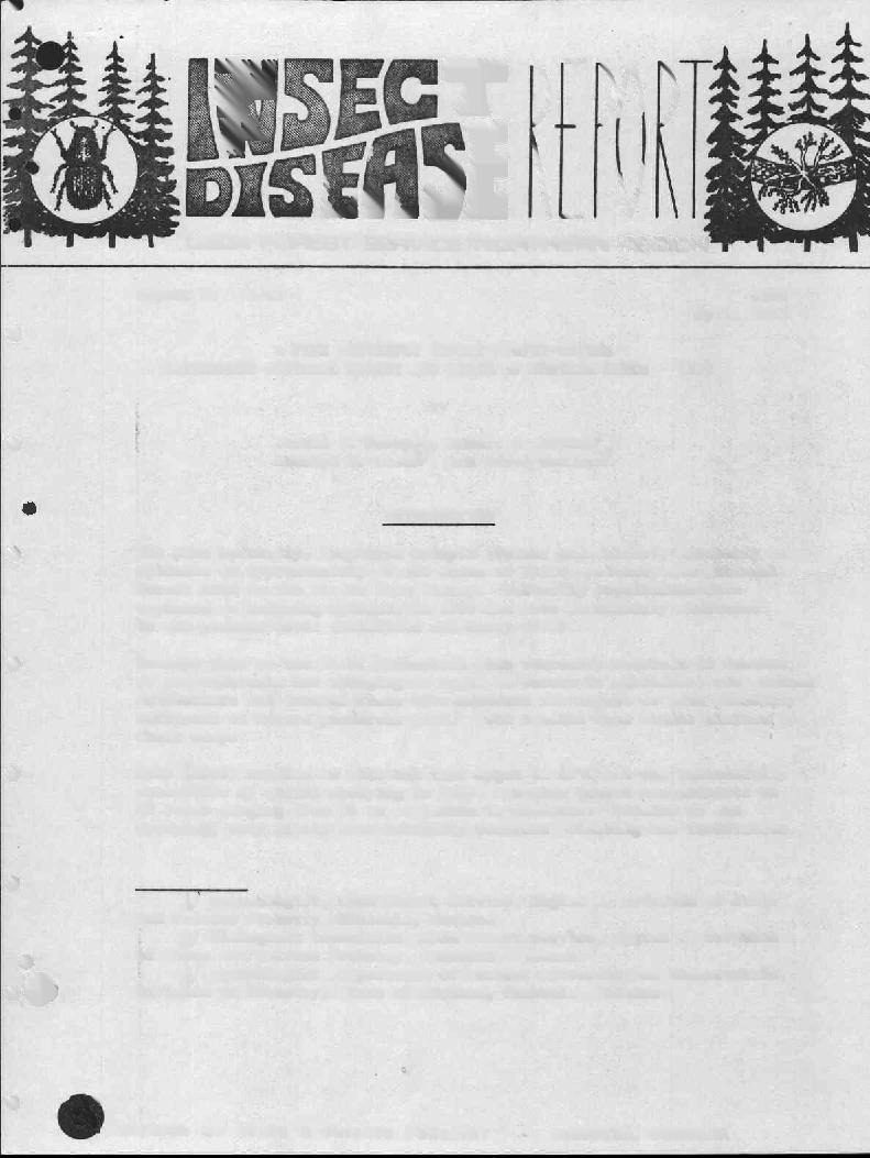 )/\ USDA FOREST SERVICE/NORTHERN REGION Report No. 73-12 200 April 1973 A PINE BUTTERFLY IMPACT SURVEY ON THE BITTERROOT NATIONAL FOREST AND STATE OF MONTANA LANDS - 1972 by Jerald E.