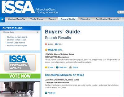 Buyers' Guide Featured Listing The Buyers' Guide serves as ISSA's online membership directory.