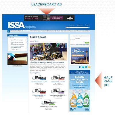Website Display Ads ISSA.com features two display ads to maximize your exposure on the website. LEADERBOARD AD This large rotating leaderboard ad is positioned at the top of all pages on ISSA.com. Your ad appears run-of-site.