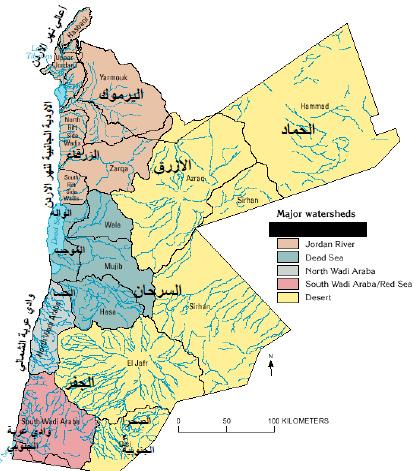 Surface basins in Jordan Distribution of water usage in Jordan Water from different sources in Jordan is used mainly to cover the needs of domestic purposes, agriculture and industrial activities.