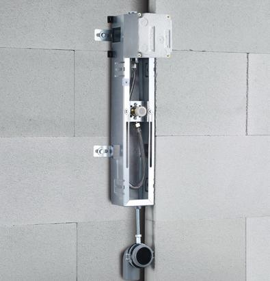 Wet Construction Urinal Flush Valve Mounting Module Wet construction installation example Advantages Low dimensions: 550 mm x 98 mm x 85 mm All parts are completely pre-assembled Suitable for