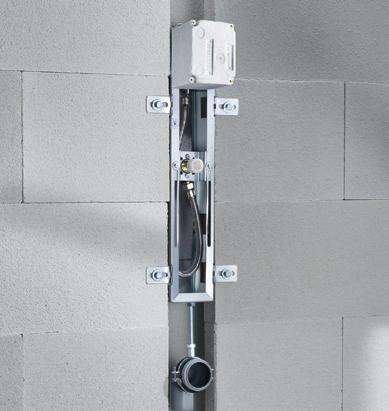 The new wet construction urinal mounting module is "A mini module with maximum possibilities". Small dimensions (550 x 98 x 85 mm) facilitate easy assem bly and logistics - all of which saves money!