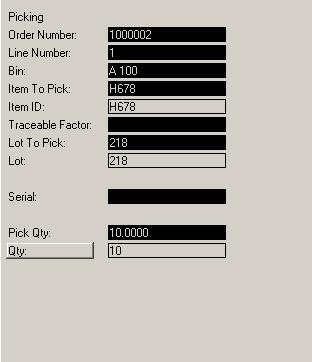 Transfer Picking Scan item, and if