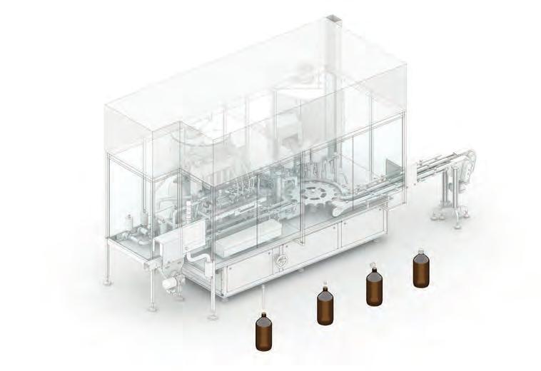 MFCS 201 LRH Compact filling and closing machine for the reliable processing of consumer healthcare products like syrups, drops, sprays, creams and gels in glass and plastic bottles.