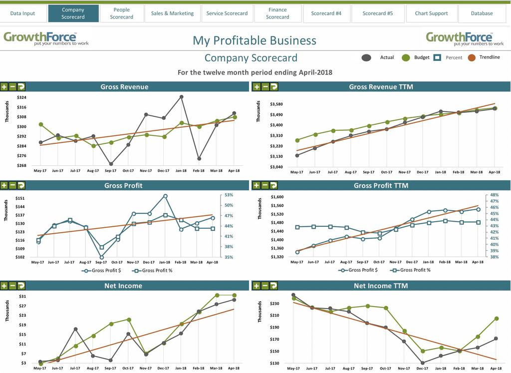 The Company The Scorecard Company Scorecard The Company Scorecard helps you evaluate your revenue and whether it is growing or shrinking.