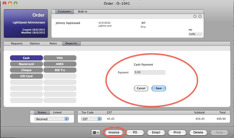 Step 7: Finishing off a Layby and Invoicing Upon taking the last payment / deposit from the customer,