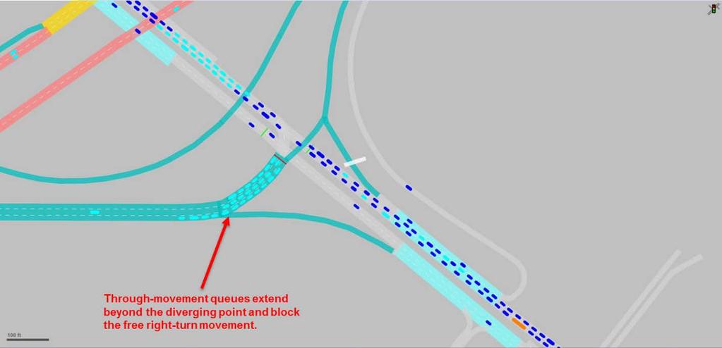 Route 7 Connector Ramp: Modified Interchange Modification Report to spill beyond the diverging point of the choice lane during the peak periods, therefore, blocking the rightturn movement. Figure 4.