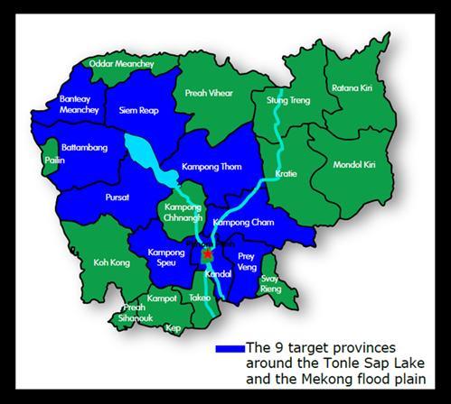 Boundary Location: 9 provinces around the TonleSap Project partners: SMERe, NPIC, FCRMA and MIH-ISC Associates: CEDAC (Centre d'etude et de