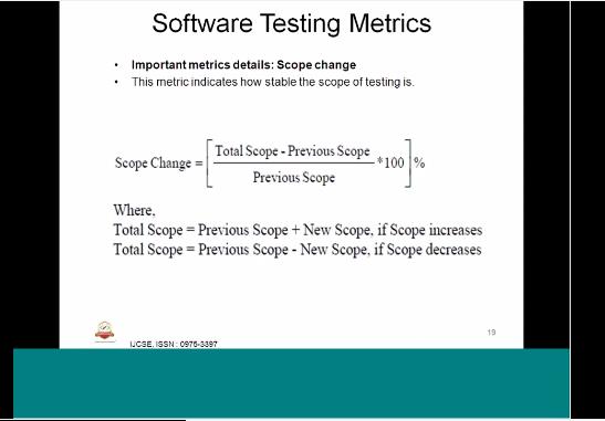important testing metrics. By using the process throughout the project in been as well as the beginning end all the faces. So that is what SV and EV effort variance and schedule variance.